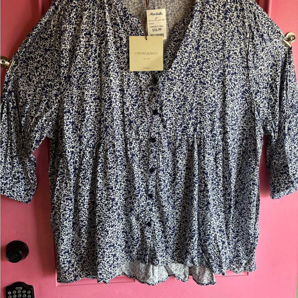 Cynthia Rowley Blue Floral Women's Top